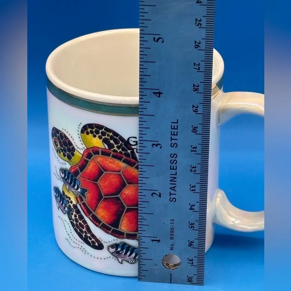 Grand Turk Turks & Caicos Islands Coffee Mug Sea Turtle Fish Souvenir Iridescent